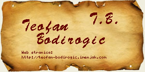 Teofan Bodirogić vizit kartica